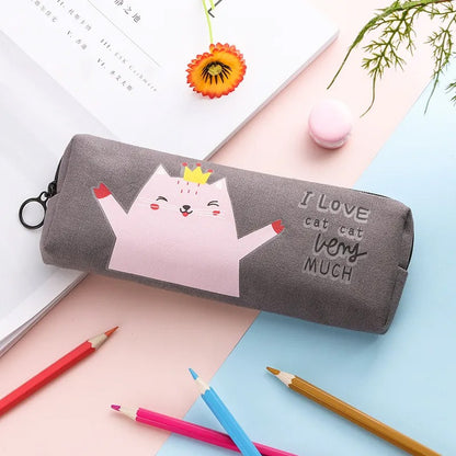 Adorable Black White Kitten Cat Cute Canvas Pencil Case