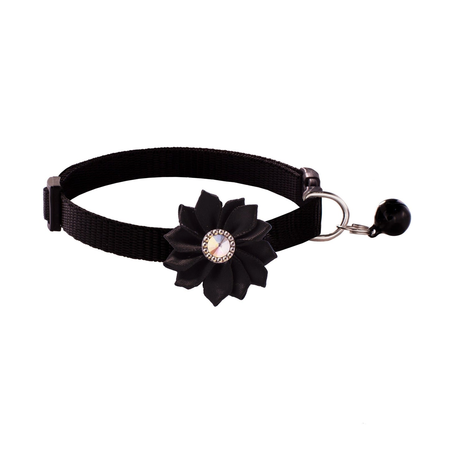 Daisy Flower Bow Tie Adjustable Kitten Cat Collar With Bell And Snap Buckle