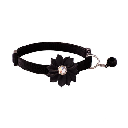 Daisy Flower Bow Tie Adjustable Kitten Cat Collar With Bell And Snap Buckle