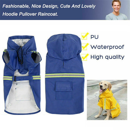 Dog Rain Coat Reflective Waterproof Jacket Outdoor Vest Windproof Raincoat UK