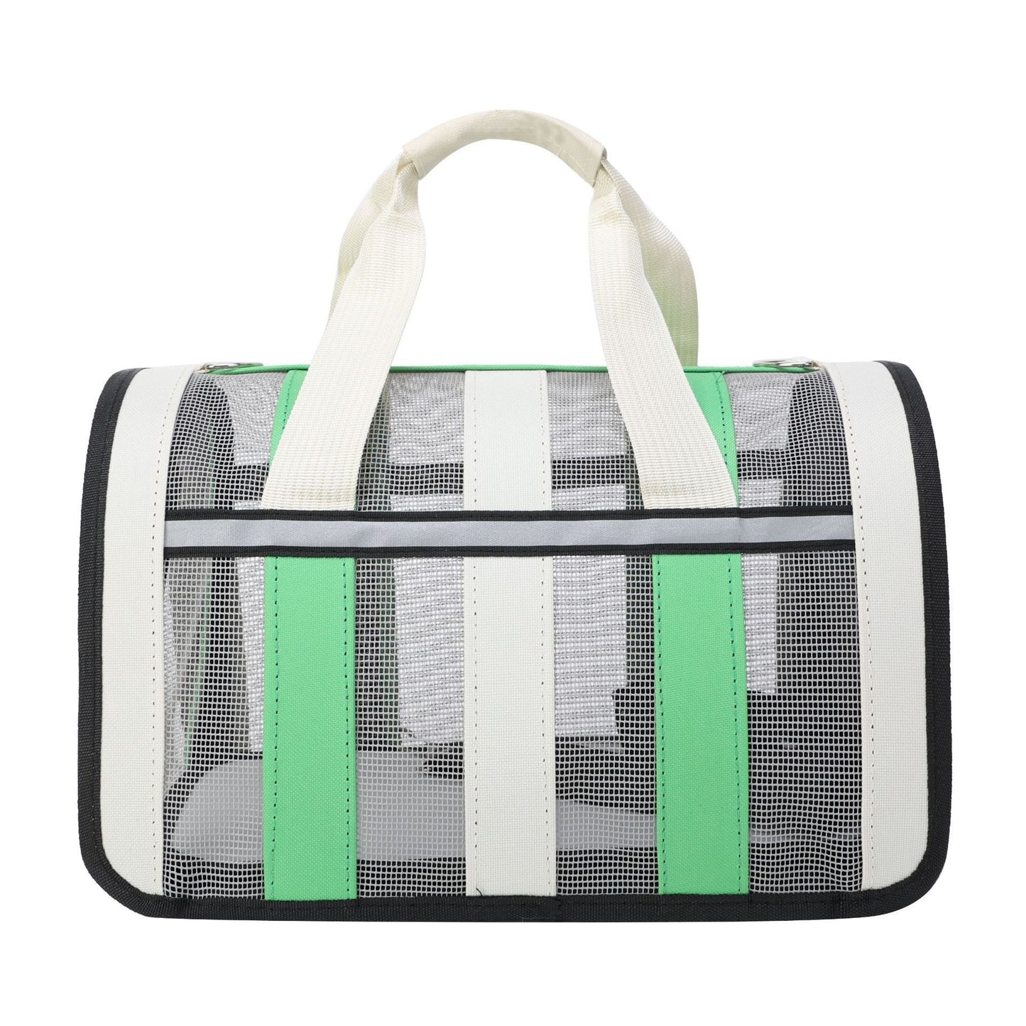 White and Green Large Ventilated Travel Bag Cat Carrier Soft Crate For Puppy Dog