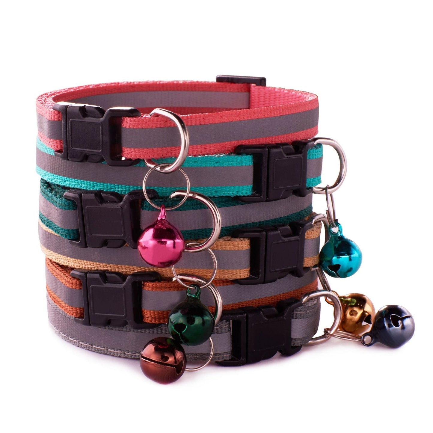 Reflective Adjustable Kitten Cat Collar With Bell And Snap Buckle