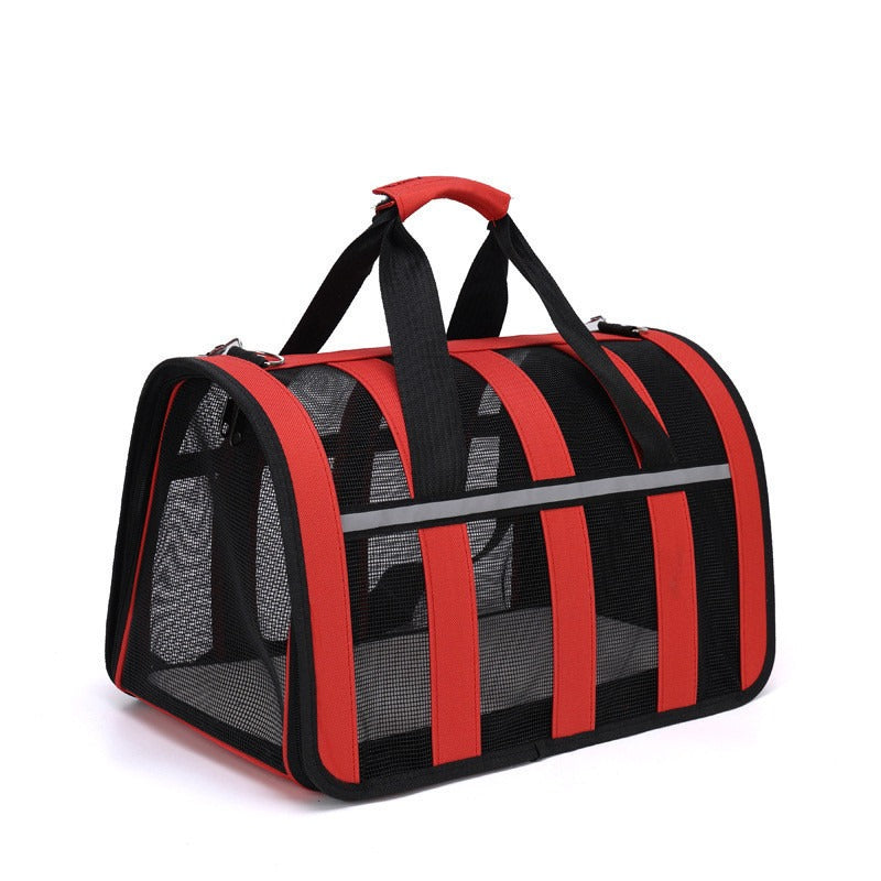 Red Large Ventilated Travel Bag Cat Carrier Soft Crate For Puppy Dog