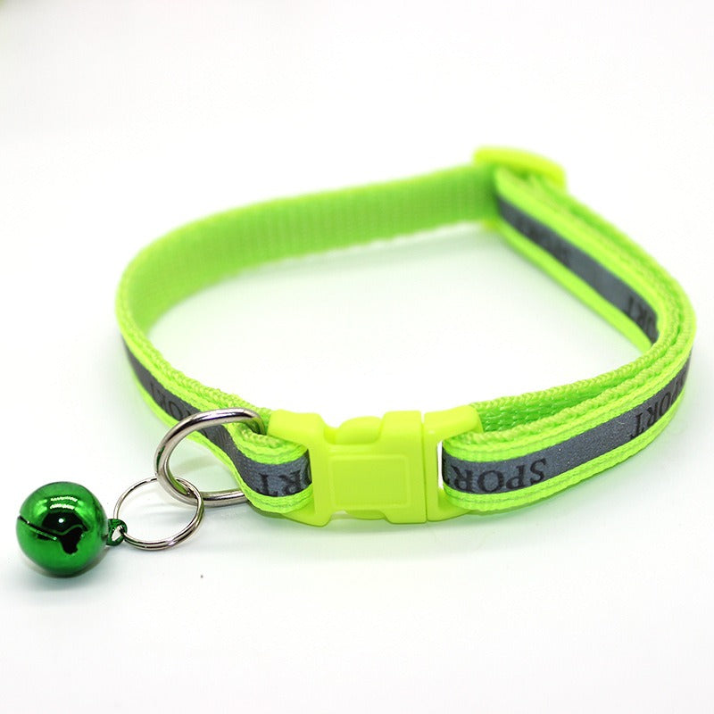 Reflective Adjustable Kitten Cat Collar With Bell And Snap Buckle