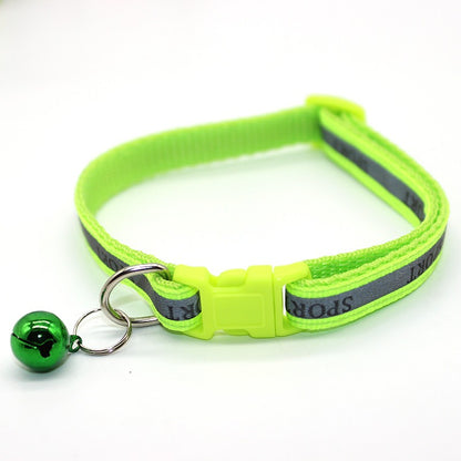 Reflective Adjustable Kitten Cat Collar With Bell And Snap Buckle
