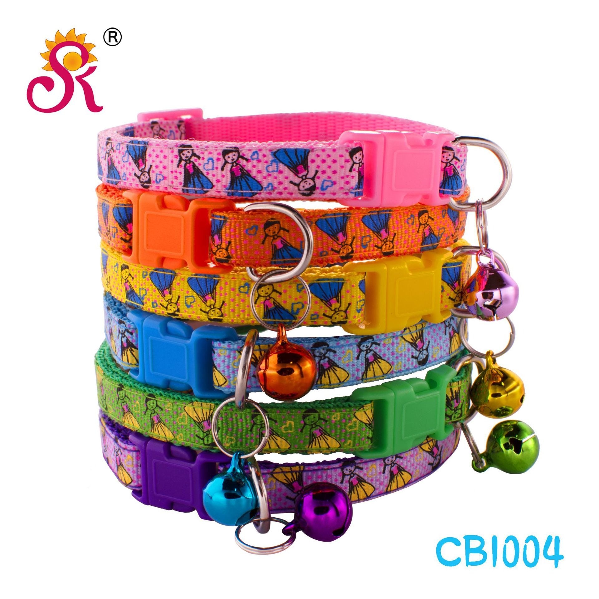 Pretty Little Girl Adjustable Kitten Cat Collar With Bell And Snap Buckle