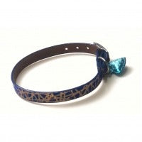 Marble Pattern Adjustable Kitten Cat Puppy Dog Small Pet Faux Leather Collar With Bell