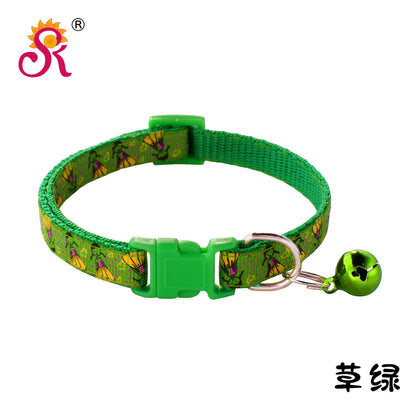 Pretty Little Girl Adjustable Kitten Cat Collar With Bell And Snap Buckle