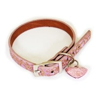Marble Pattern Adjustable Kitten Cat Puppy Dog Small Pet Faux Leather Collar With Bell