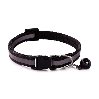 Reflective Adjustable Kitten Cat Collar With Bell And Snap Buckle