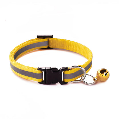 Reflective Adjustable Kitten Cat Collar With Bell And Snap Buckle