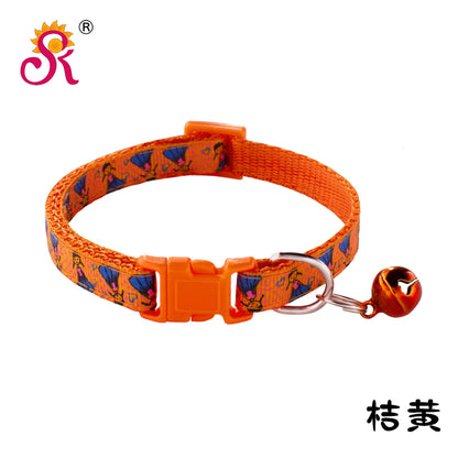 Pretty Little Girl Adjustable Kitten Cat Collar With Bell And Snap Buckle