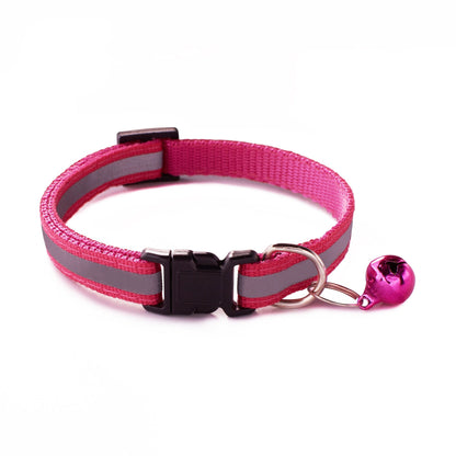 Reflective Adjustable Kitten Cat Collar With Bell And Snap Buckle