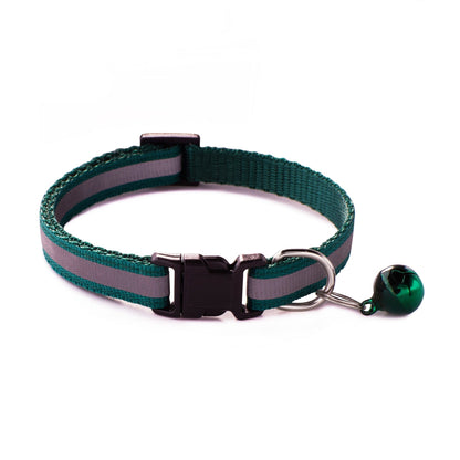 Reflective Adjustable Kitten Cat Collar With Bell And Snap Buckle