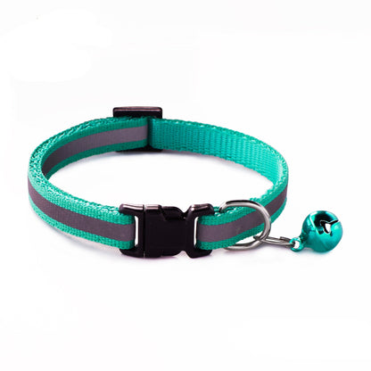 Reflective Adjustable Kitten Cat Collar With Bell And Snap Buckle