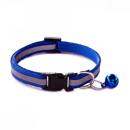 Reflective Adjustable Kitten Cat Collar With Bell And Snap Buckle
