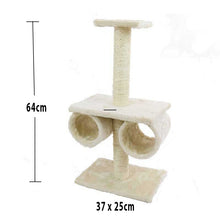 Cat Tree Tower with Dual Tunnels Climbing Frame with Scratching Post