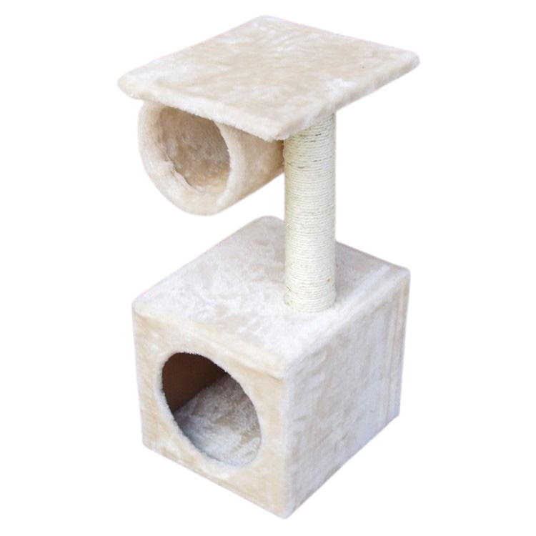 2-Tier Cat Tree Climbing Frame with Tunnel Hideaway Box Scratching Play