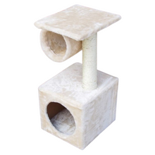 2-Tier Cat Tree Climbing Frame with Tunnel Hideaway Box Scratching Play