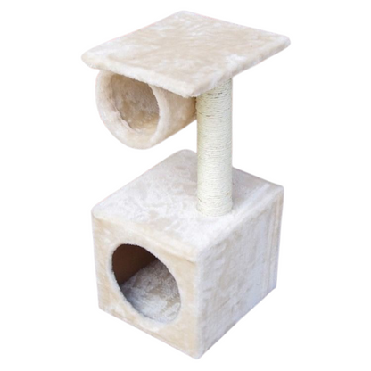 2-Tier Cat Tree Climbing Frame with Tunnel Hideaway Box Scratching Play