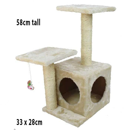 Cat Tree Tower Climbing Frame with Scratching Post Hideaway Box