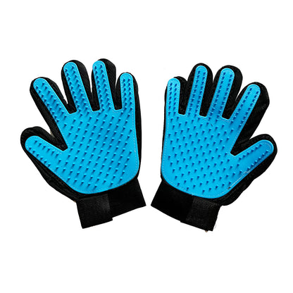 Blue Pet Dog Cat Grooming Glove Deshedding Brush Fur Remover Mitt