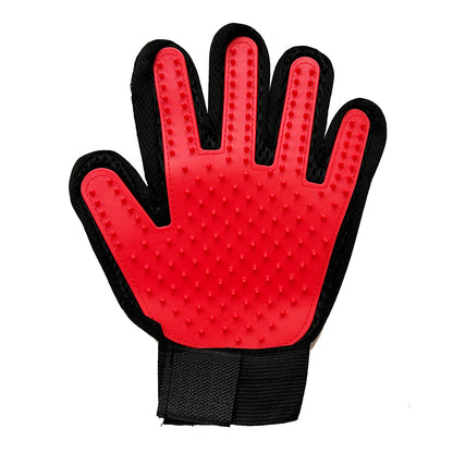Red Pet Dog Cat Grooming Glove Deshedding Brush Fur Remover Mitt Left Right Hand