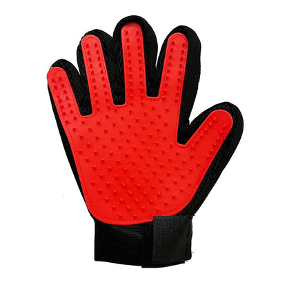 Red Pet Dog Cat Grooming Glove Deshedding Brush Fur Remover Mitt Left Right Hand