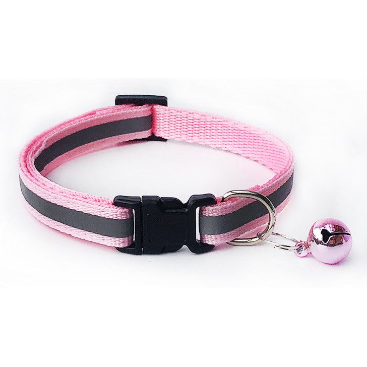 Reflective Adjustable Kitten Cat Collar With Bell And Snap Buckle
