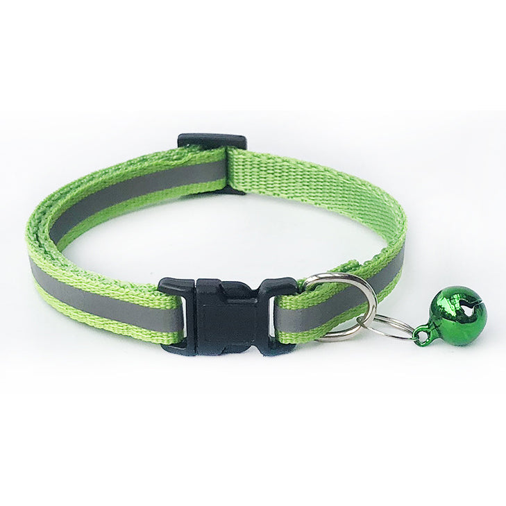 Reflective Adjustable Kitten Cat Collar With Bell And Snap Buckle