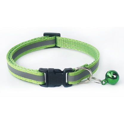Reflective Adjustable Kitten Cat Collar With Bell And Snap Buckle