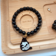 Handmade Unique Natural Glossy Black Gemstone Beaded Bracelet 8mm